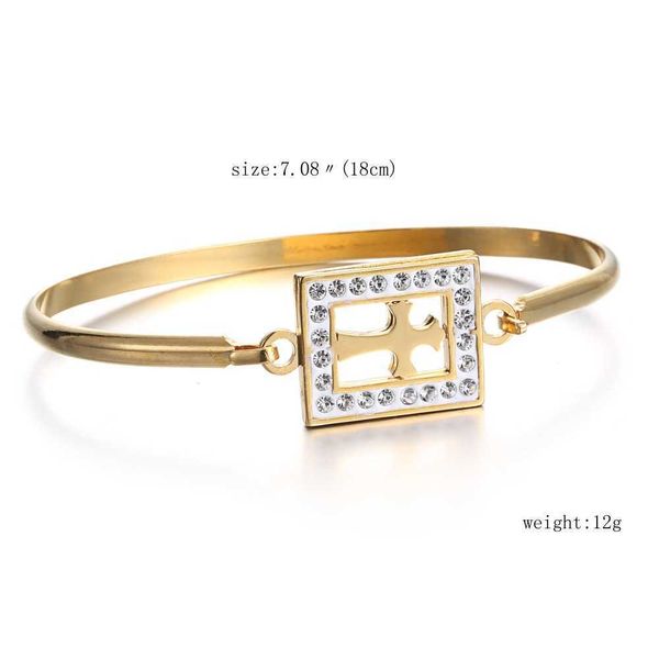 

oval high-grade cross heart mather stainless steel bracelet for women gold circle square shape for women girls gift q0719, Black