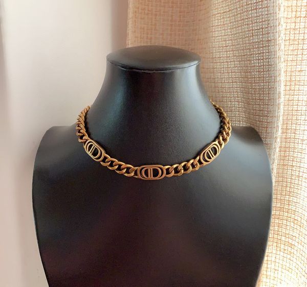 

70% off luxury jewelry brass letter necklace women's thick chain, Silver