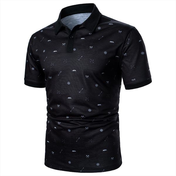

summer casual shirts abstract mens polos printed button short sleeved shirt homme men clothing, White;black