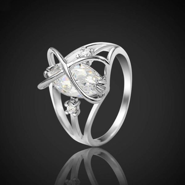 

wedding rings fashion jewelry silver color x shape cross for women size 5 6 party engagement female finger ring jz271d, Slivery;golden
