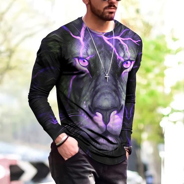 

men's hoodies & sweatshirts autumn sweatshirt animal geometric 3d printing oversized casual long sleeved o neck retro harajuku camiseta, Black