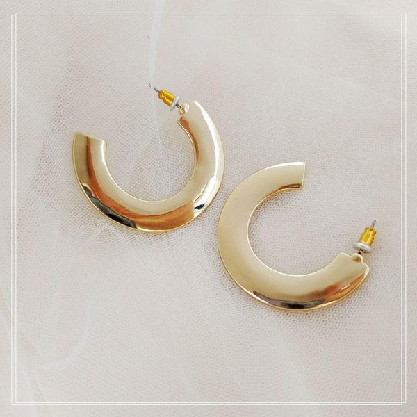 

hoop & huggie personality c earrings simple texture temperament fashionable female ear ring, Golden;silver