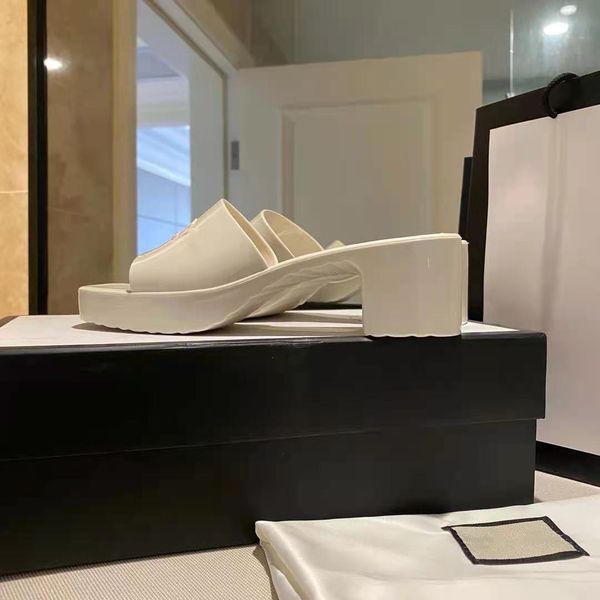 

luxury brand woman slipper designer lady sandals summer fashion jelly slide high heel slippers casual shoes womens leather, Black