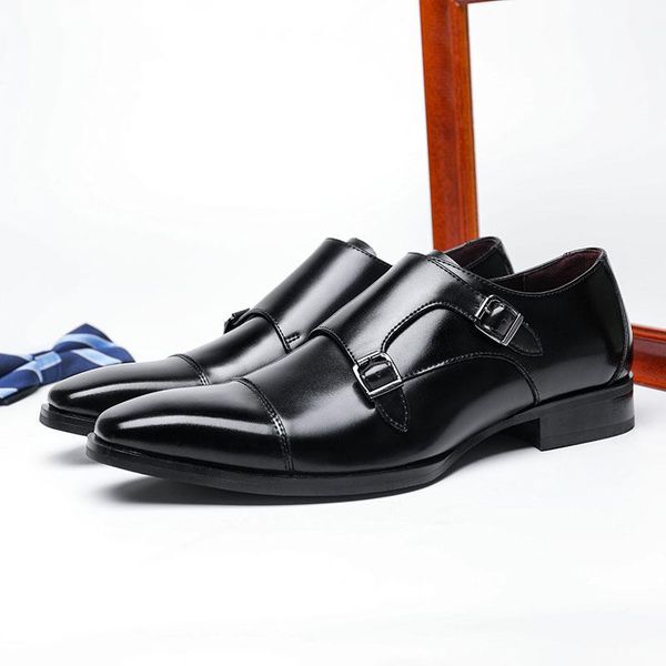 

men's dress shoes 2021 spring gradient color casual leather business gentleman, Black