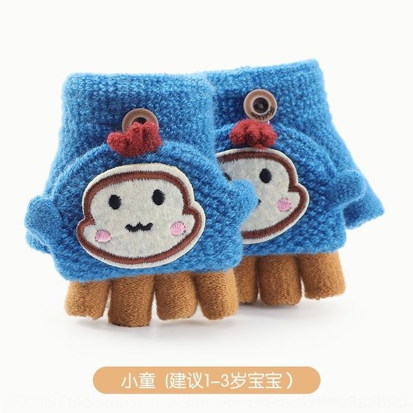 

ibo children' for 1-12 years fgerless oldwarm autumn winterplush warm glovesgloves and glovesand thickenedhalf finger knittingcute car, Blue;gray