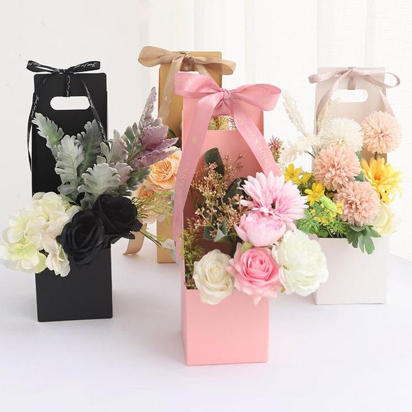 

kraft paper hollow flower arrangement box valentine's day waterproof folding rose portable gift wrap