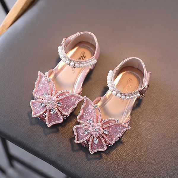 

summer girls sandals rhinestone butterfly baby princess shoes string bead ankle strap dance party cute kids toddlers, Black;red