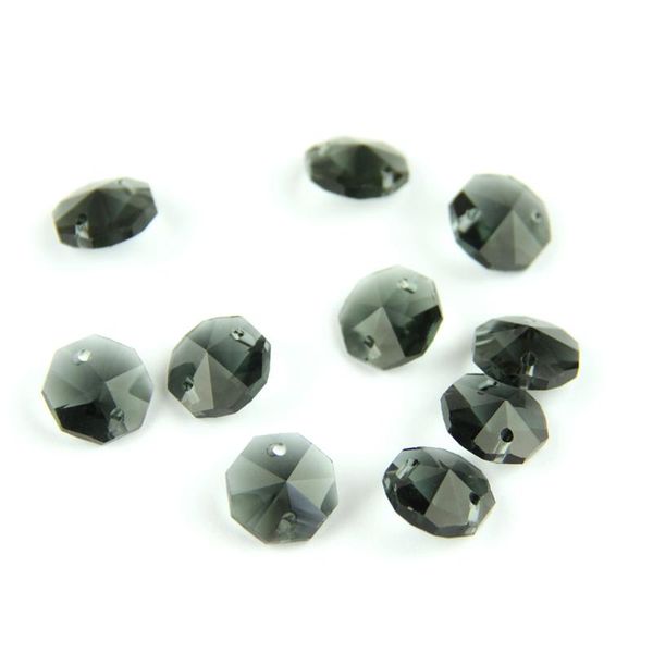 

chandelier crystal 100pcs/black diamond 14mm 2 holes octagon beads suncatchers connectors parts curtain party wedding decoration
