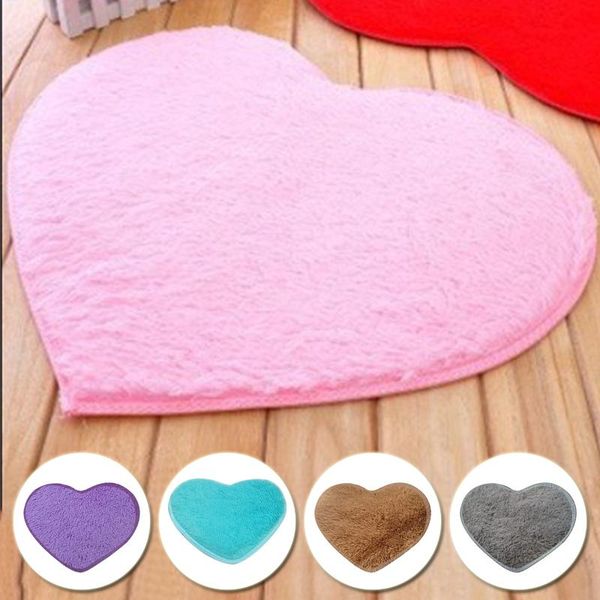 

carpets solid color thick coral fleece carpet living room area bedroom bedside rug heart shape non-slip bath mats home decoration