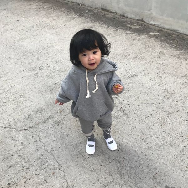 

newborn baby clothing sets autumn boys hooded sweatshirt long sleeve kids girls harem pants suit children clothes set, Blue