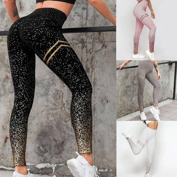 

women's leggings stamping pants tight high waist sports for fitness push up gym elasticity #t2g, Black