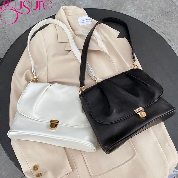 

cross body gusure design women handbags and purse fashion flap shoulder bag ladies pleated cloud pu leather messenger crossbody sac