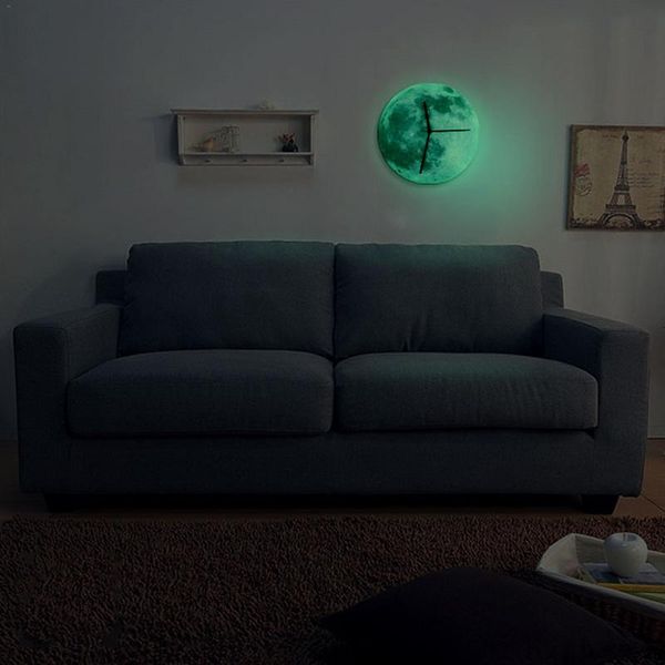 

wall clocks living room clock innovative luminous 30cm moon shape sticker