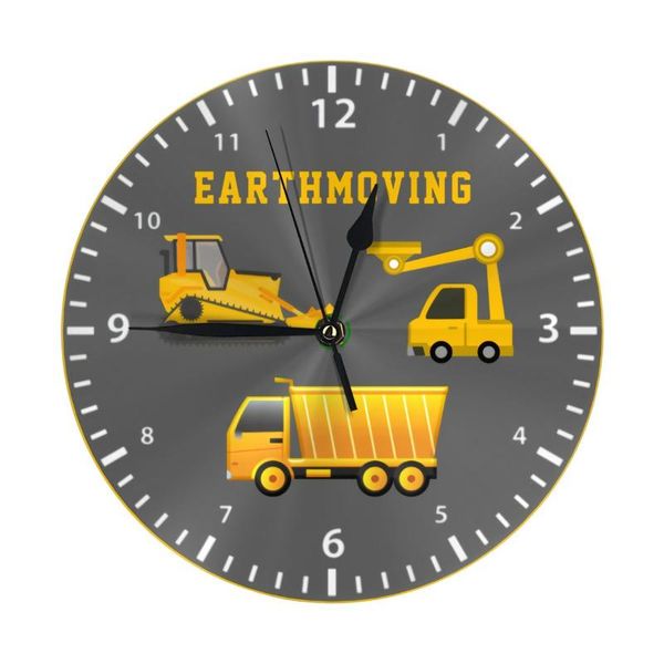 

wall clocks earthmoving round clock 10 inch silent non ticking battery operated for living room kitchen bedroom office