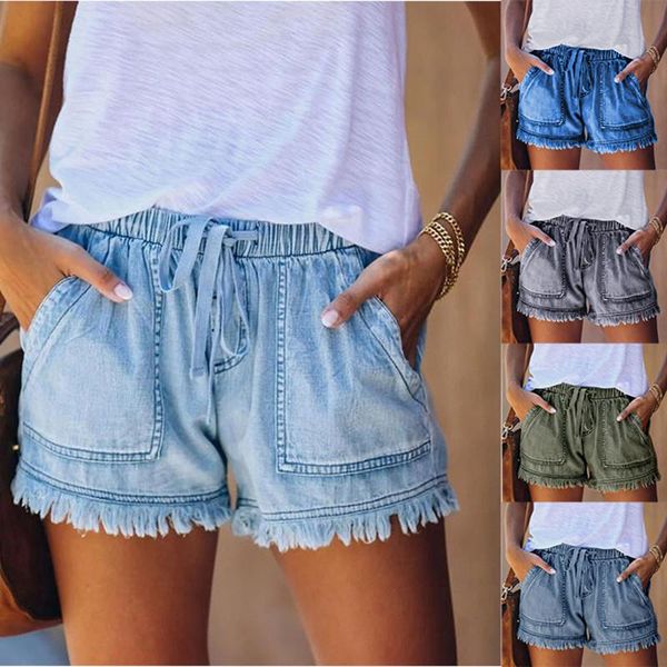 

women's shorts women casual drawstring elastic waist for summer, White;black