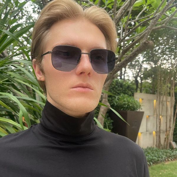 

sunglasses square metal frame men's driving style blue lens women, White;black