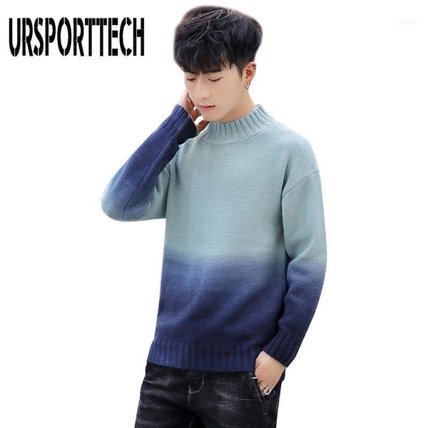

quality men's sweater pullovers male autumn winter slim fit knitted sweaters casual gradient patchwork knitwear1, White;black