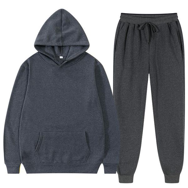 

men's tracksuits winter hoodie sets men fashion fleece red hoodies black brand pants casual jogger suit tracksuit sweatshirt woman pull, Gray