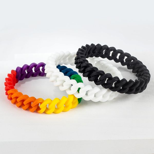 

wholesale link chain silicone multicolor bracelets rubber jewelry for women men love bracelet, Black