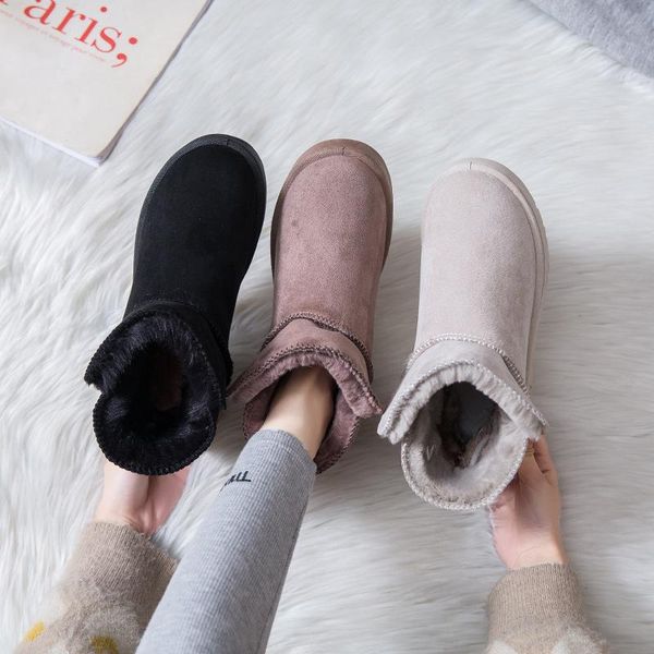

boots snow women winter 2021 net red fashion thick-soled short tube plus velvet thick warm cotton shoes, Black