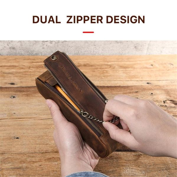 

pencil bags vintage leather pen bag case stationery organizer for student 24bb