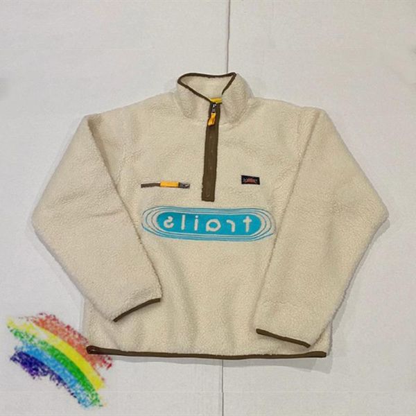 

mens hoodies sweatshirts lamb wool fleece full zip men women embroidery fashion hoodie casual, Black