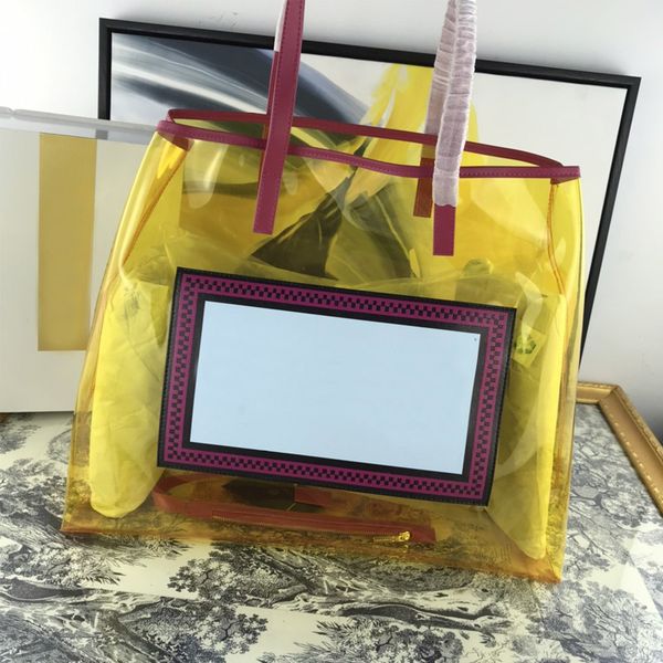 

transparent tote bag women hand bag large candy shopping handbag quality pvc handbag purse with button closure