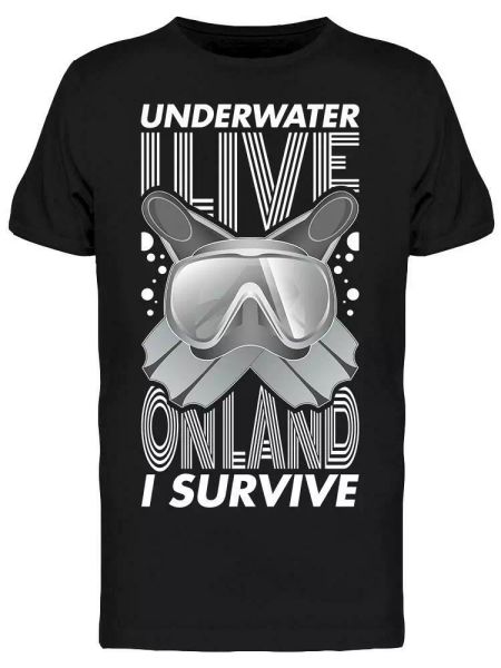 

underwater survive diver graphic tee men's -image by shutterstock, White;black
