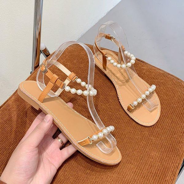 

sandals buckle 2021 summer beige heeled sale of women's shoes black gladiator strap pearl flat comfort fashion girls clear c