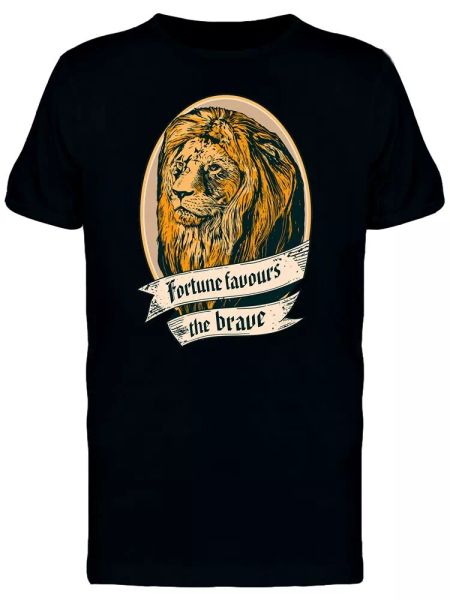 

Fortune Favours The Brave Lion Tee Men's -Image by Shutterstock, White;black