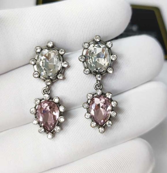 

stud retro brass earrings 2021 zircon net red premium, Golden;silver