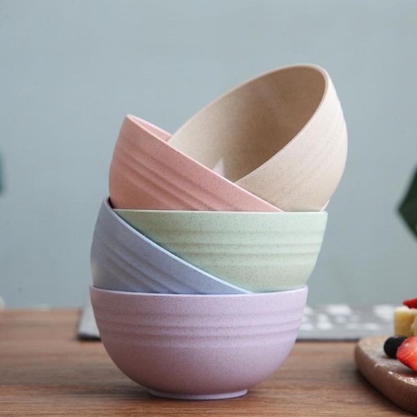 

5pcs 12cm wheat straw salad bowl shatterproof mixing bowls noodle container soup