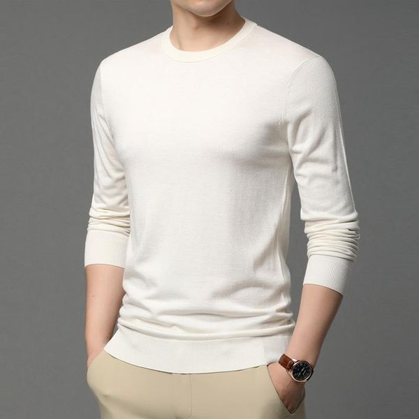 

men's sweaters 2021 spring and autumn round neck solid color long-sleeved knitted men bottoming shirt zde2448, White;black