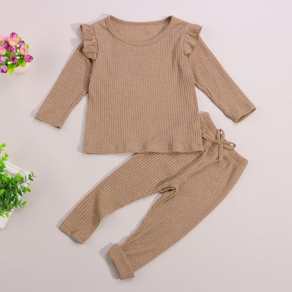 

clothing sets kids girls casual sleeves long sleeve clothes set solid color pullover and leggings 2pcs toddler infant suit autumn winter, White
