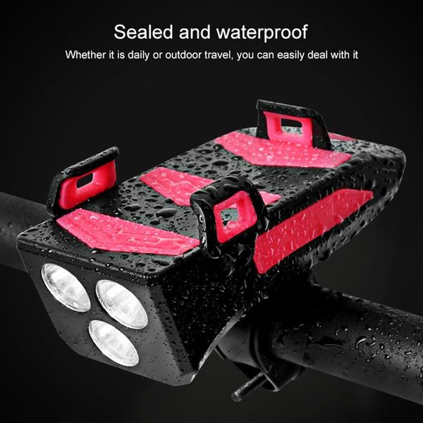 

cell phone mounts & holders led 4 in 1 waterproof bicycle front light with bike horn holder powerbank cycling as99