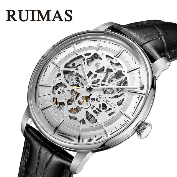 

men's watch mechanical hollow automatic waterproof business imported movement tide 6765 wristwatches, Slivery;brown