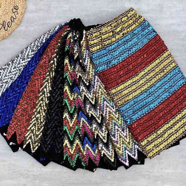 

skirts autumn sequined midi tube knitted big stretch bling colored sequins high waisted knee length pencil knit lfeo, Black