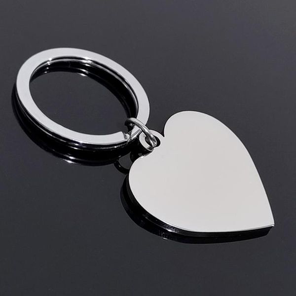 

keychains necklace pendant jewelry laser tag keychain anti-lost accessories heart-shaped stainless steel, Silver