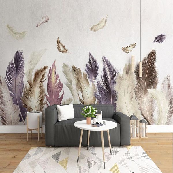 

wallpapers drop modern simple gold feather mural wallpaper for walls 3d fashion abstract art wall paper roll papel de parede
