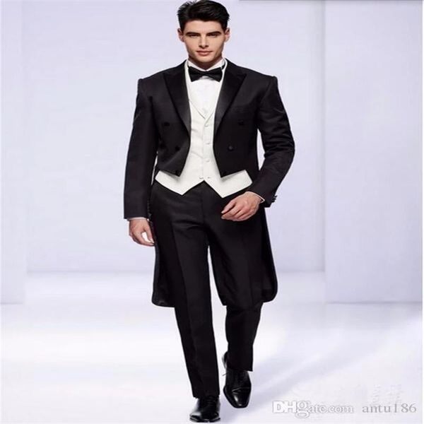 

men's suits & blazers high-quality suit handsome single breasted groom taildress wedding ball dinner (jacket + pants), White;black