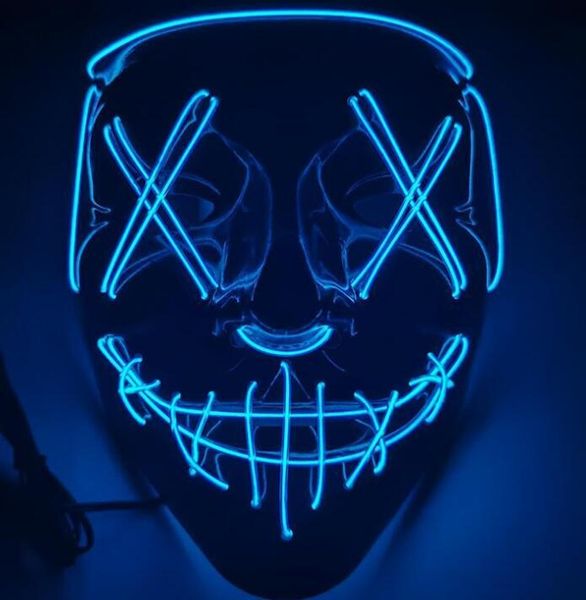Blau, Rot, Lila, Halloween-Maske, LED-Leuchten, lustige Masken, The Purge, Wahljahr, tolles Festival, Cosplay, Kostümzubehör, Party-Maske