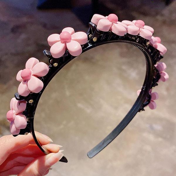 

hair accessories cute flower bangs fixed braided hairbands clips for girls kids sweet ornament headband fashion gifts, Slivery;white