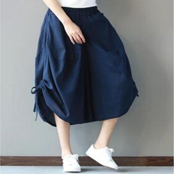 

spring summer fashion high waist wide leg pants women's solid color casual 7capris pant plus size calf-length trouser j994 & capris, Black;white