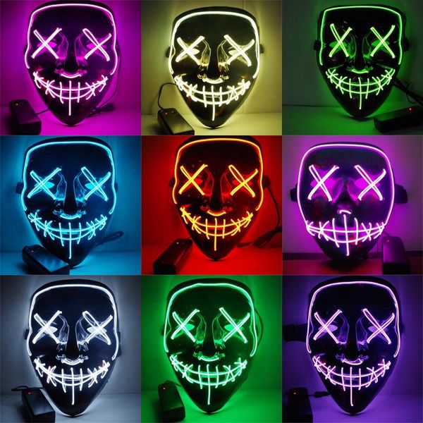 

party decoration halloween mask led purge masks election mascara costume dj light up glow in dark 28 colors to choose