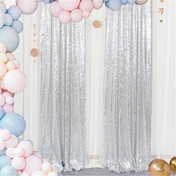 

curtain & drapes sequin silver glitter dackdrop curtains birthday party wedding po booth background decor drape panels