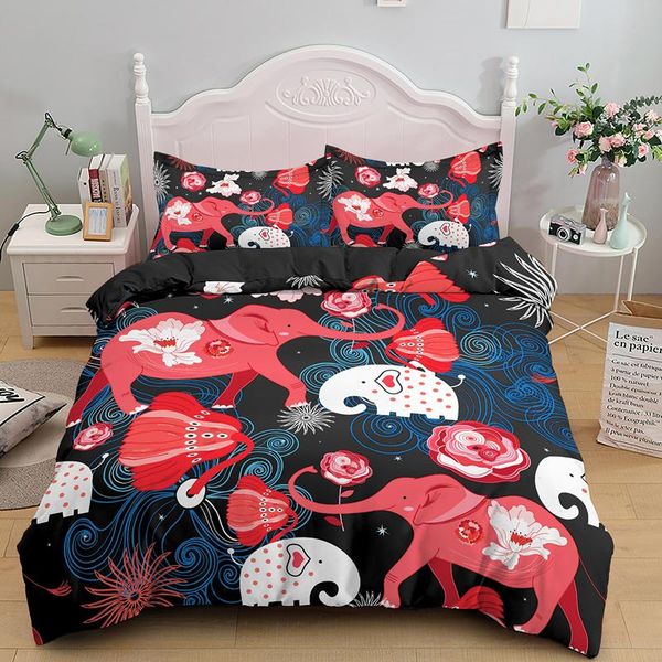 

bohemian african elephant tribe quilt duvet cover set with pillowcase single double king  size bedding sets