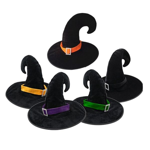 

party hats black halloween witch hat with hook tip masquerade cosplay wizard costume birthday carnival decorate