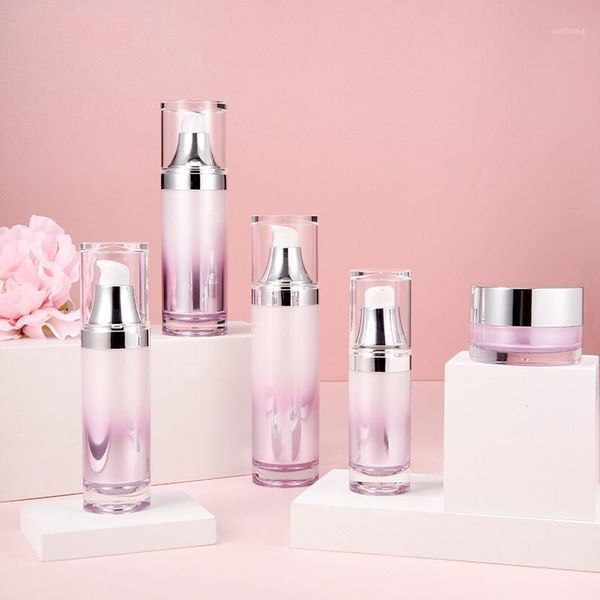 

storage bottles & jars 50pcs 20/30g gradient purple acrylic round cream pot , 30/80/120ml pump for eye cosmetic lotion makeup