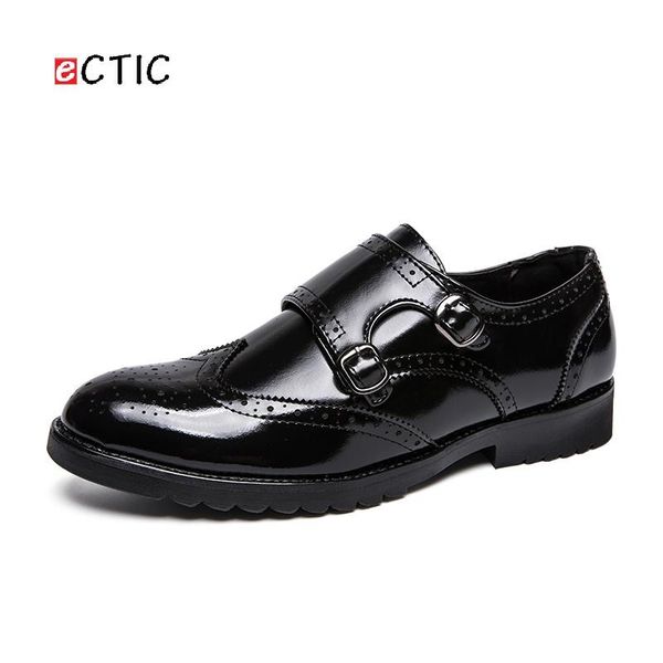 

dress shoes ectic big size  10.5 cool handsome patent leather men single monk pointed toe oxfords business office style, Black