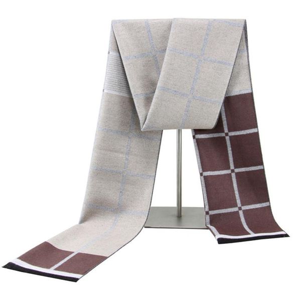 

scarves plaid double layers thick soft warm long men scarf imitation cashmere shawl wrap 30*180cm christmas gift winter, Blue;gray